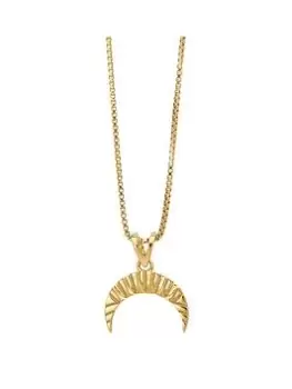 image of Rachel Jackson London Deco Crescent Moon Gold Necklace, Gold, Women