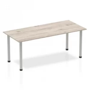 Image of Impulse 1800mm Straight Table Grey Oak Top Silver Post Leg I003254