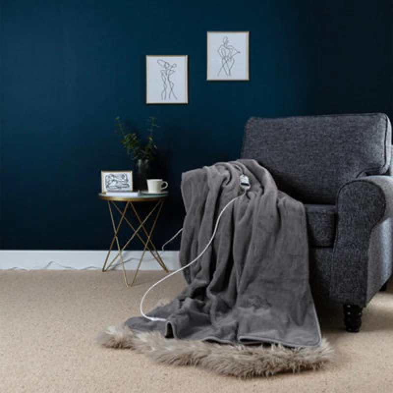 Image of Slumberdown Elegantly Warm Luxury Electric Blanket Heated Throw Charcoal