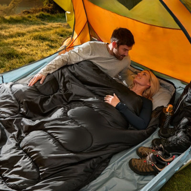 Image of Silentnight Silentnight Camping Collection Adult Sleeping Bag - Black - Double Size One Colour WH6Q5 Unisex