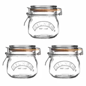 image of Kilner Set Of 3 Clip Top Round Jar 0.5L