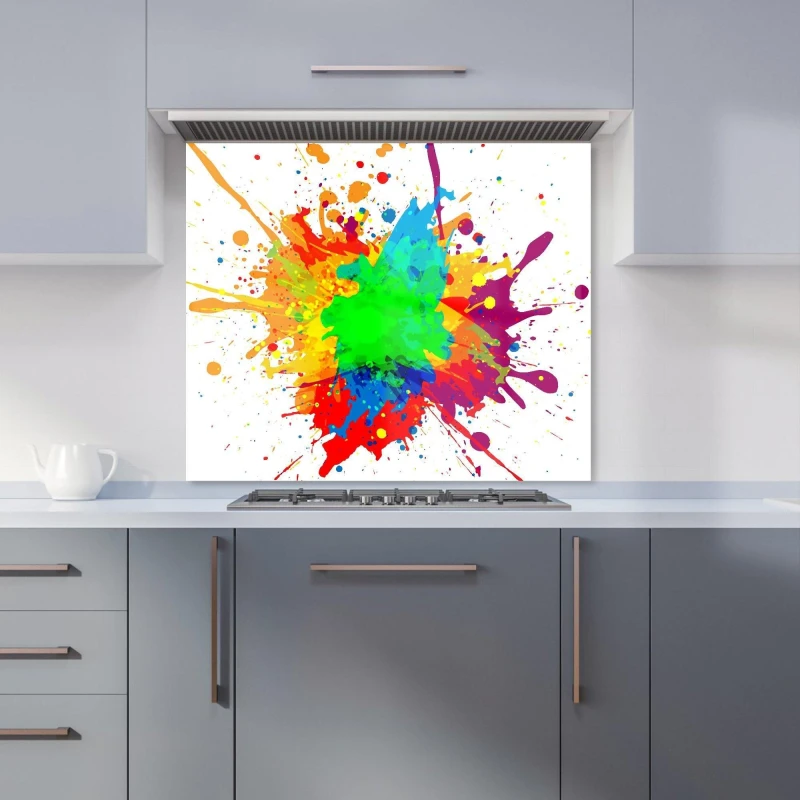 Image of Warren Reed - Designer Paint Splash Kitchen Splashback in Green Size: 600mm x 750mm Green Unisex 600mm x 750mm