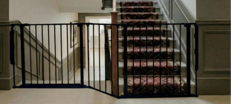Image of Safetots Two Door Multi Panel Solution For Up And Down Staircases, Black, 200Cm Of Length, Includes 2 Door Opening Panels