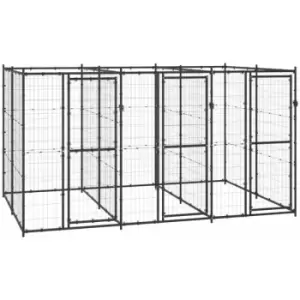 Image of Vidaxl - Outdoor Dog Kennel Steel 7.26 m² Black