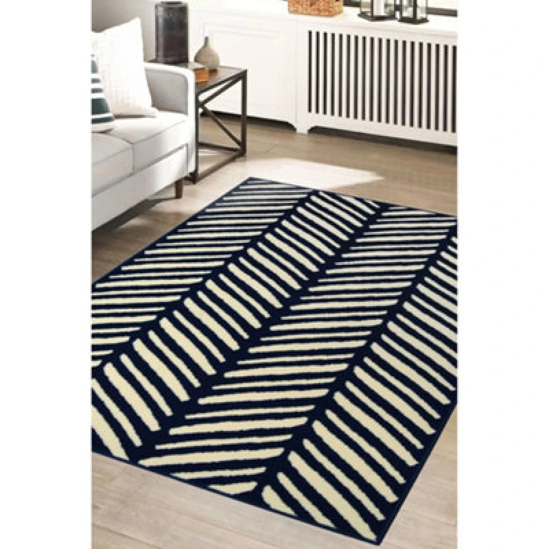 Image of Melrose Colorama Herringbone Navy Medium Indoor Area Rug 120/170Cm
