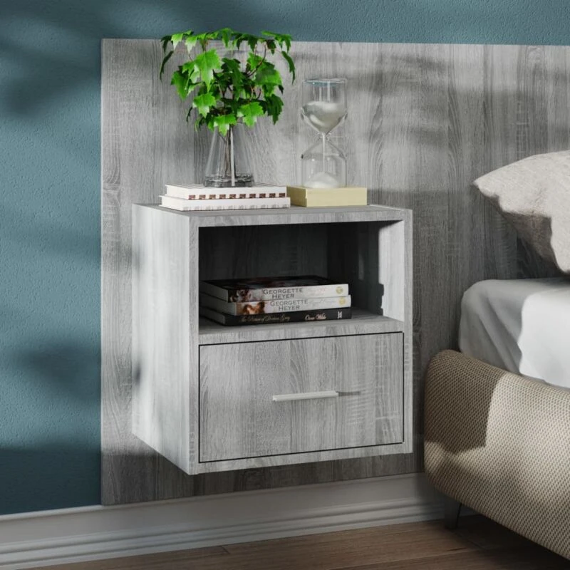 Image of VIDAXL Wall-mounted Bedside Cabinet Grey Sonoma Vidaxl 8720286967645