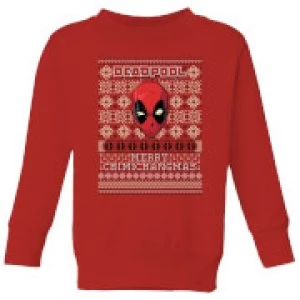 Image of Marvel Deadpool Kids Christmas Sweatshirt - Red - 11-12 Years