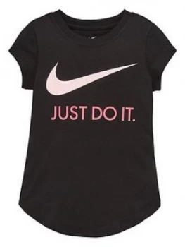 image of Nike Sportswear Younger Girls Swoosh Just Do It T-Shirt - Black