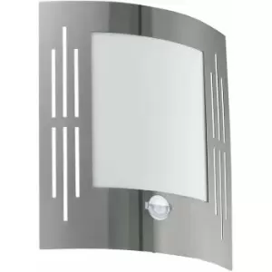 image of Loops - IP44 Outdoor Wall Light & pir Motion Sensor Stainless Steel 1 x 60W E27 Bulb