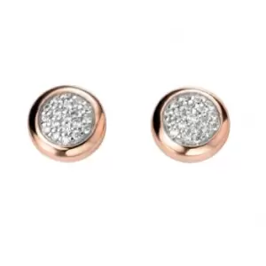 Image of Elements Silver Pave With Rose Gold Surround Earrings E5137C