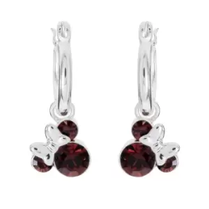 Image of Disney Minnie Silver Plated January Birthstone Hoop Earrings EF00509SJANL.PH
