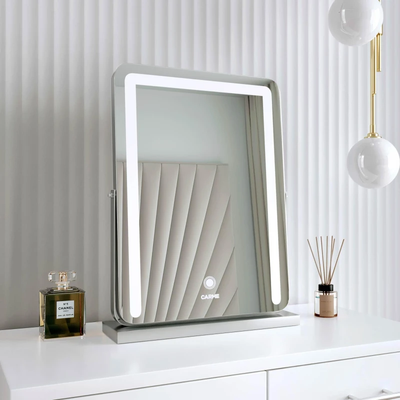 Image of CARME HOME Mia Silver Frameless Touch Sensor LED Mirror With Lights Silver unisex