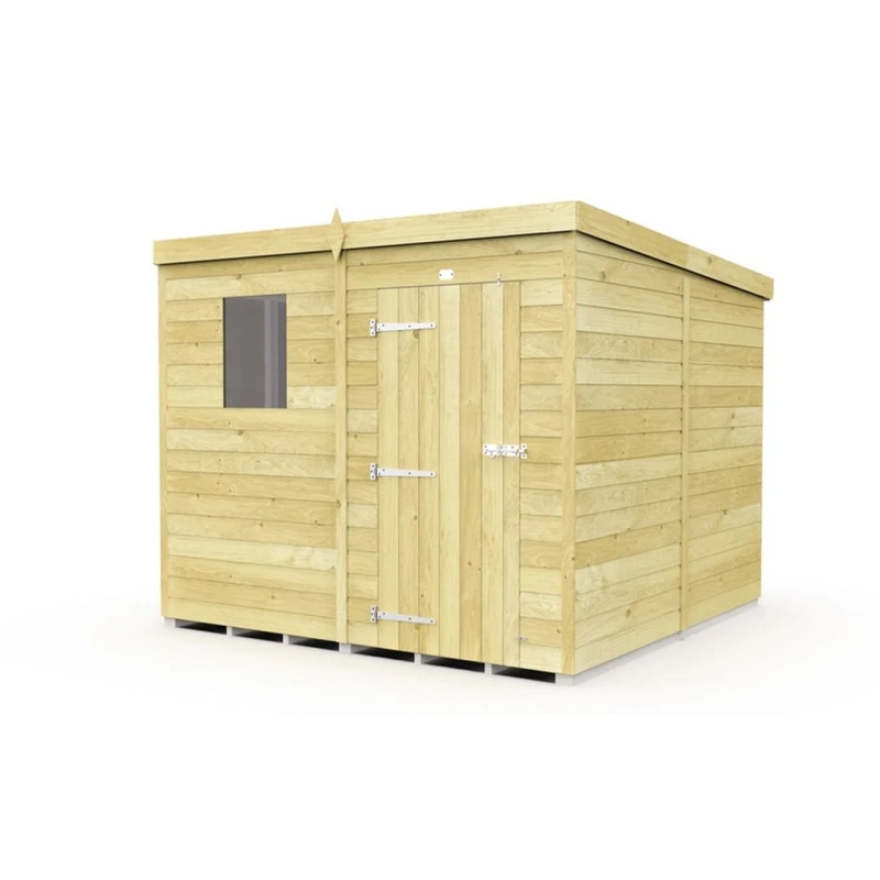 Image of Buttercup Farm 7 x 8 Feet Pent Shed - Single Door W/ Windows - L231 x W214 x H201cm in Brown Brown Unisex