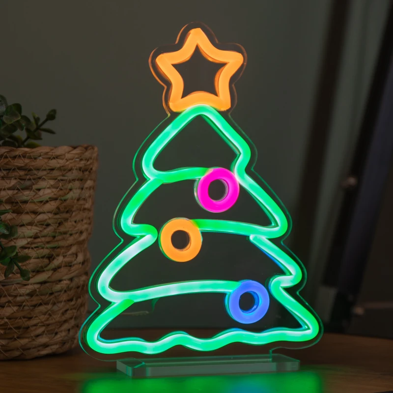 Image of 25cm Light up Christmas Tree Table Top Neon Sign