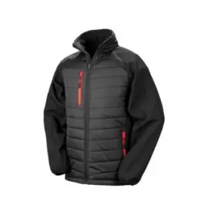 image of Result Mens Black Compass Padded Soft Shell Jacket (M) (Black/Red)