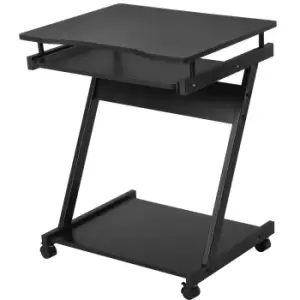 Image of HOMCOM Movable Computer Desk with 4 Moving Wheels Sliding Keyboard Tray Home Office Workstation Black