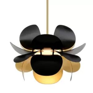 Image of Ginger 1 Light Pendant Gold Leaf, Black, Glass