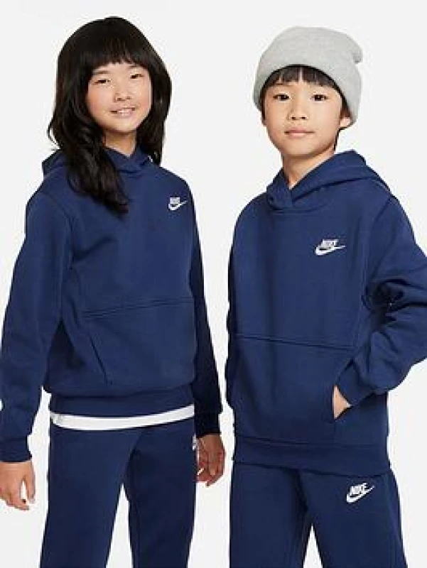 Image of Nike Sportswear Club Pullover Hoodie Junior Boys - Blue Male 13 - 14 Years