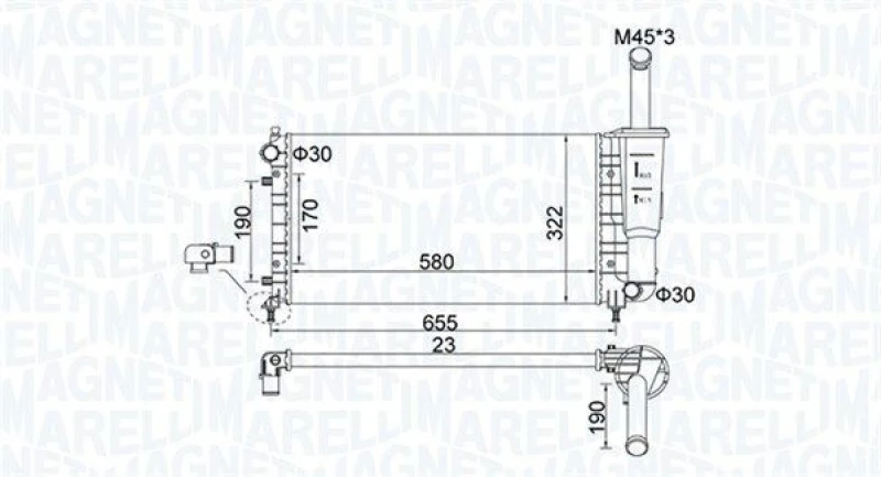 Image of MAGNETI MARELLI Engine radiator MAGNETI MARELLI 350213183600