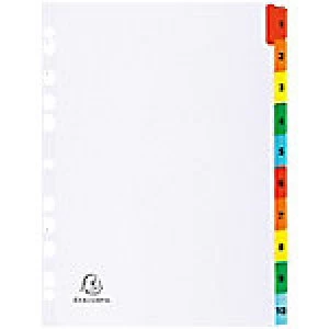 Image of Exacompta Indices A4 Assorted Card Card 1 to 10