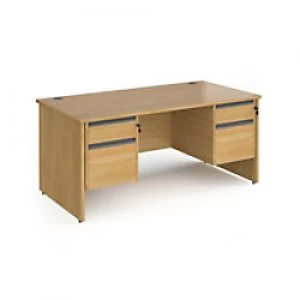Image of Dams International Straight Desk with Oak Coloured MFC Top and Graphite Frame Panel Legs and 2 x 2 Lockable Drawer Pedestals Contract 25 1600 x 800 x