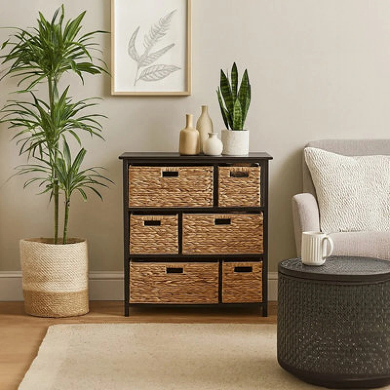 Image of Premier Housewares Padstow 6 Drawers Frame Storage Unit, Delivered Fully Assembled Black