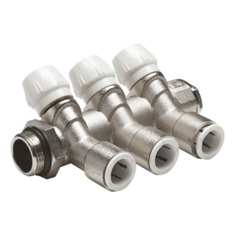 Image of John Guest Brass Manifold 15mm X 3/4" 4 Port Gold