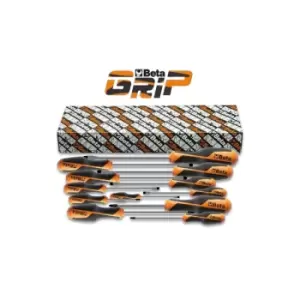 image of Beta Tools 1263 /S12 12pc Beta GRIP Screwdriver Box Set Slotted/Flat & Phillips