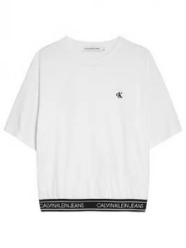 Image of Calvin Klein Jeans Girls Short Sleeve Logo Waist T-Shirt