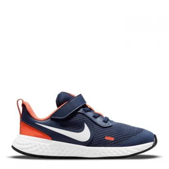 image of Nike Revolution Girls Trainers - Navy/White Orng