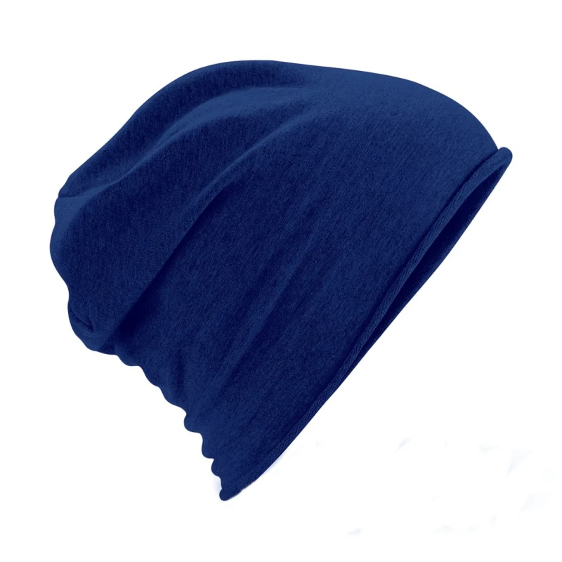 Image of Beechfield Beechfield Plain Jersey Beanie Hat in Navy Navy One Size Unisex 5054752864187