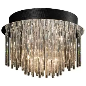 image of Italux Lighting - Italux Spillo - Classic Flush Ceiling Light Chrome 10 Light with Crystal Shade G4