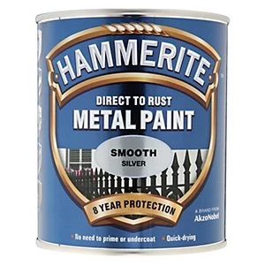 Image of Hammerite Metal Paint - Smooth Silver 750ml