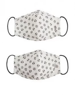 image of Mango Boys Football Print 2 Pack Face Masks - White