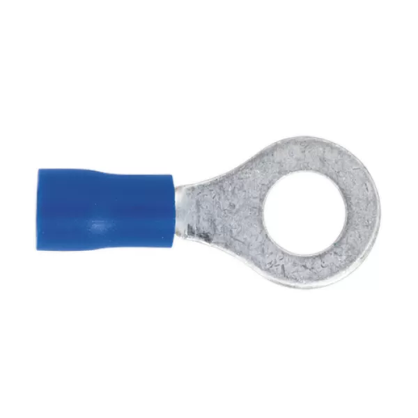 image of Genuine SEALEY BT26 Easy-Entry Ring Terminal &#216;6.4mm (1/4) Blue Pack of 100