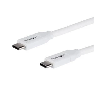 image of StarTech USB-C to USB-C Cable w/ 5A PD - M/M - White - 2m (6 ft.) - USB 2.0 - USB-IF Certified