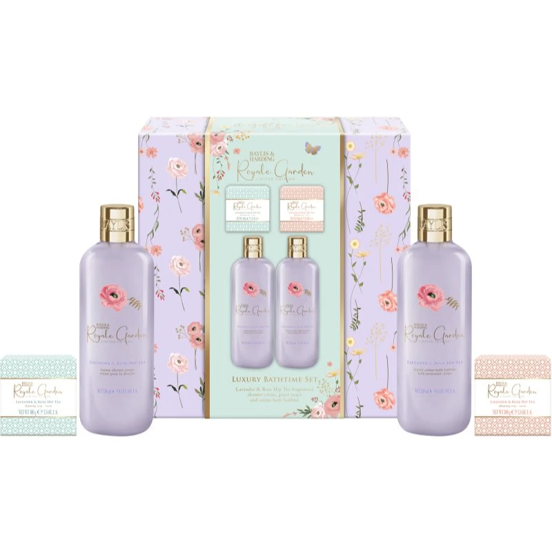 Image of Baylis & Harding Royale Garden Lavender & Rose Hip Tea gift set for the bath