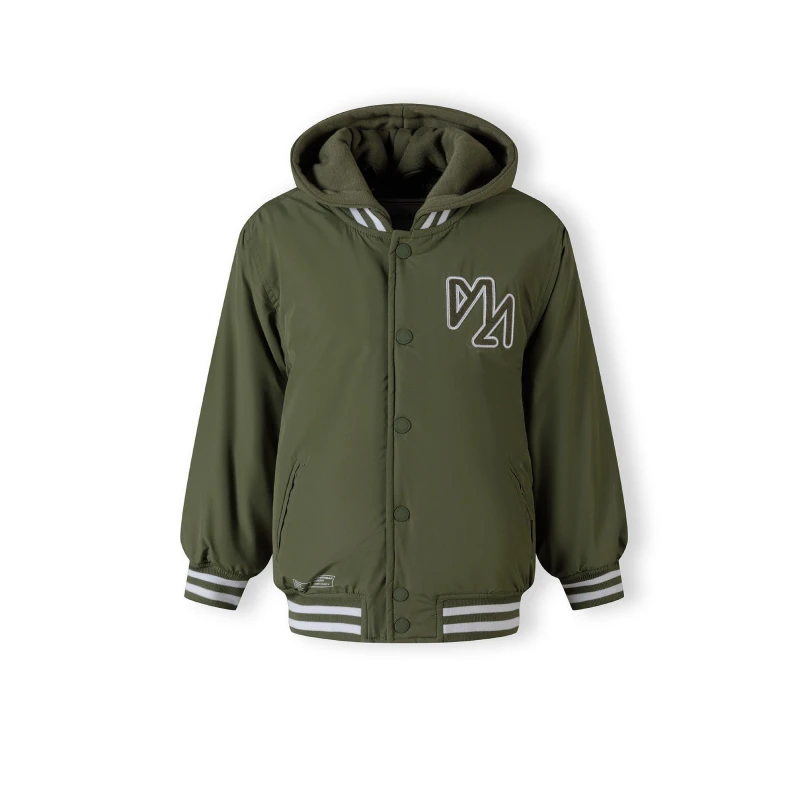 Image of Minoti Boys baseball jacket detachable hood embroidery khaki Khaki male 2-3 Yrs