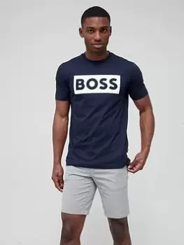 Image of BOSS Tiburt Logo T-Shirt - Dark Blue, Dark Blue, Size L, Men