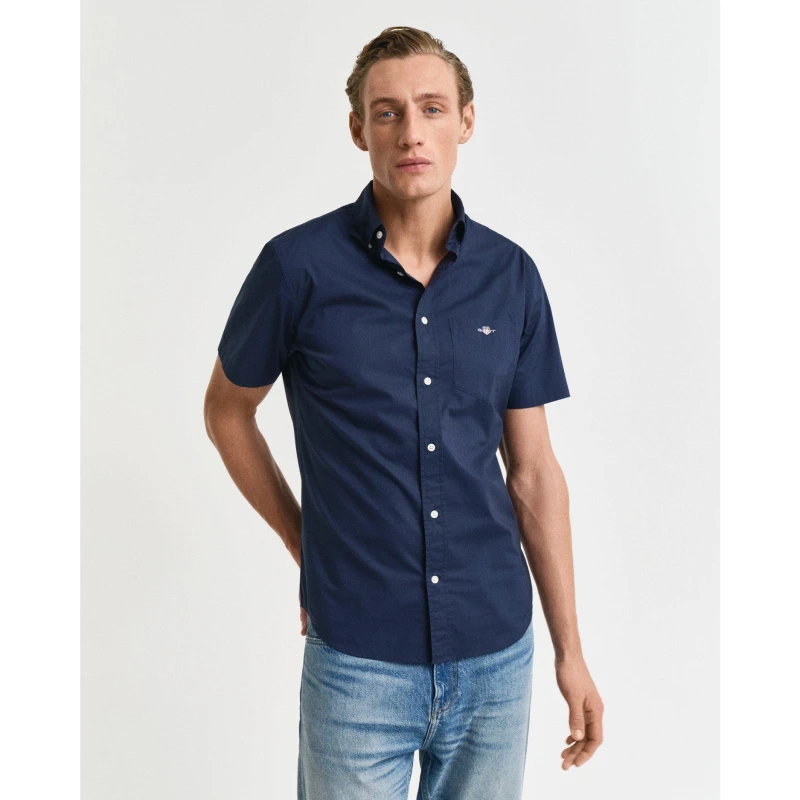 Image of Gant REG POPLIN SS SHIRT MARINE S - Blue Blue S