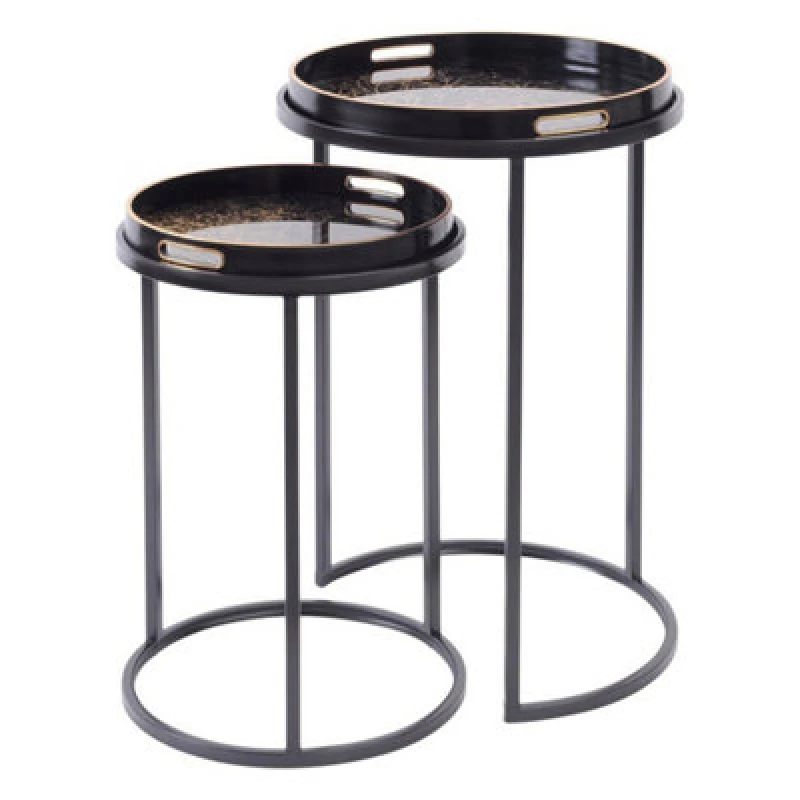 Image of Libra Interiors Coral Design Set of 2 Side Tray Tables Multi
