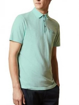 image of Ted Baker Shakerr Slub Polo Shirt - Mint, Mint, Size 4, Men