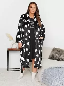 image of Yours Heart Shawl Collar Robe - Black