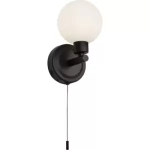 image of Knightsbridge - G9 Single Wall light with Round Frosted Glass - Matt Black 230V IP44 25W