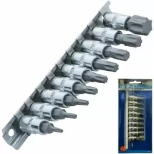 image of BlueSpot 9 Piece 1/4" Torx Bit Socket Set (T10-T60)