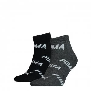 image of Puma 2Pk AOP quarter Sock 13 - Black/Grey