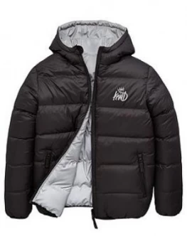 Image of Kings Will Dream Boys Stretford Reversible Padded Jacket - Black, Size Age: 14-15 Years