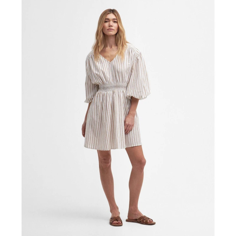 Image of Barbour Ella Striped Cotton-Blend Dress - UK 14 Multi Dresses female LDR0805WH11 UK 14