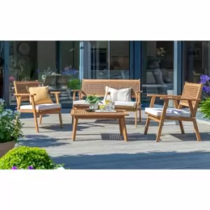 image of Norfolk Leisure Brent 4 Seater Outdoor Lounge Set - Brown