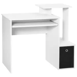 Image of HOMCOM Compact Small Computer PC Desk with Sliding Keyboard Tray Storage Drawer Shelf Home Office Workstation Gaming Study White